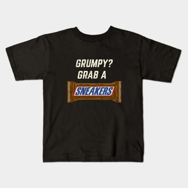 Grumpy? Grab a Sneakers Kids T-Shirt by leynard99